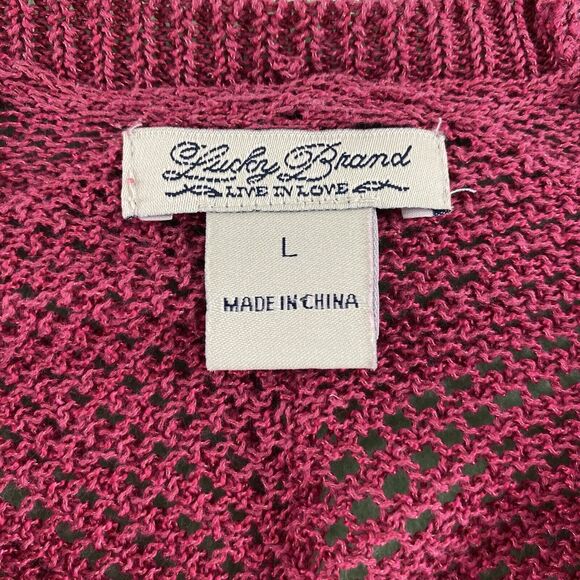 Lucky Brand Womens Large Cardigan Open Knit Red Bohemian Boho Chic Whimisgoth - Picture 5 of 11